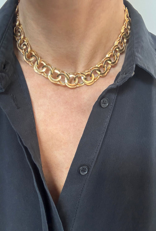 Ring Choker Necklace Triple Gold
