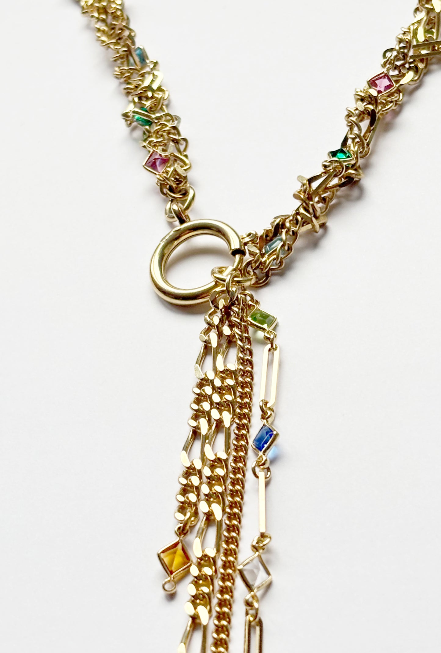 Dangler necklace gold stones