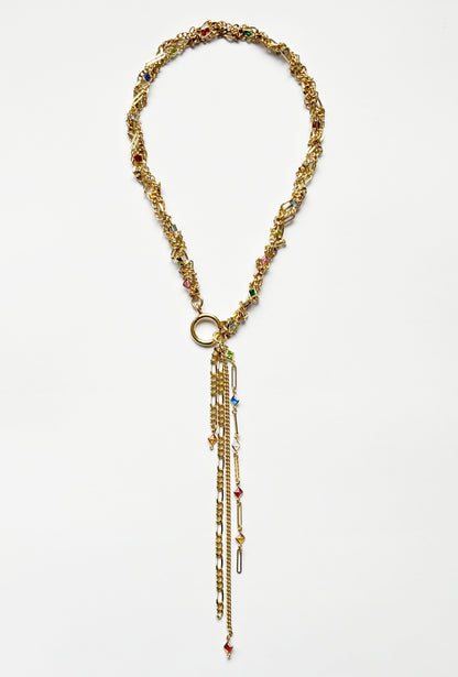 Dangler necklace gold stones