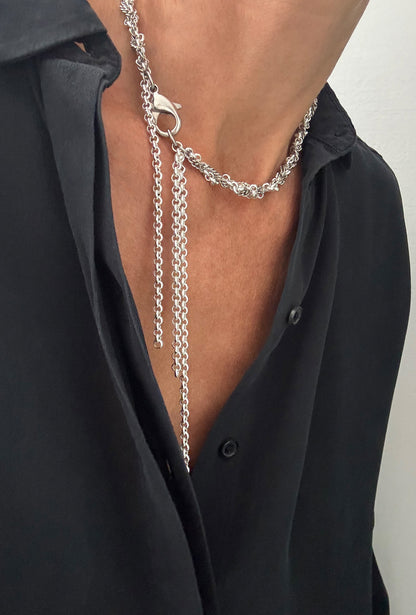 Fringe necklace silver