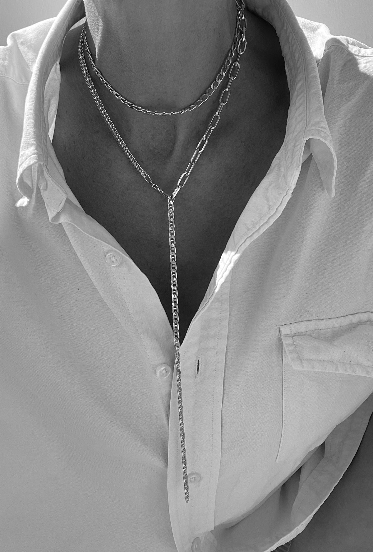 triple chain necklace worn minimal layered gold look