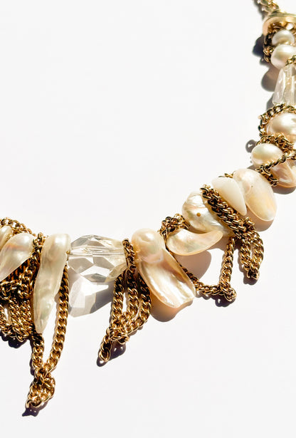 Rocky pearl necklace gold demi